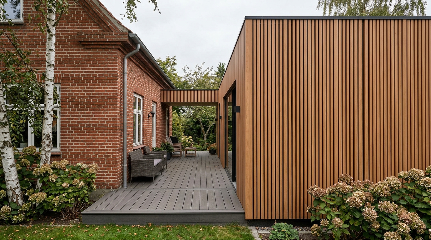 Moderne trælamel facade ved bolig